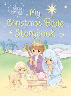 a children's christmas bible storybook with an image of the birth of jesus