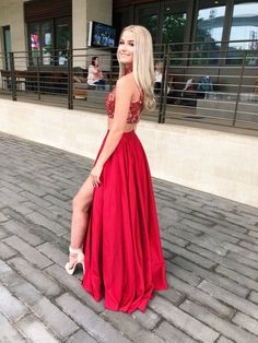 Red Graduation Dresses, Red Graduation Dress, Red Satin Prom Dress, Red Prom Dresses, Red Prom, Piece Prom Dress, Satin Prom Dress, Tulle Prom Dress, Prom Dresses Lace