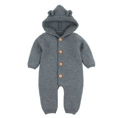 DOVICAISY Children's Fashion Trendy Knitted Romper Jumpsuit for Boys & Girls - Divine Inspiration Styles Winter Cotton Onesie, Cozy Solid Color Onesie For Winter, Cozy Solid Onesie For Winter, Gray Cotton Onesie For Winter, Winter Cotton Jumpsuits And Rompers For Loungewear, Casual Cotton Bodysuit For Winter, Winter Knitted Long Sleeve Onesie, Gray Long Sleeve Jumpsuits And Rompers For Winter, Winter Cotton Bodysuit For Loungewear