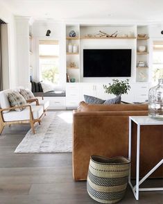 a living room filled with furniture and a flat screen tv mounted on a wall above a fireplace