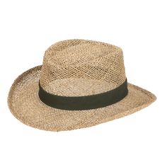 Mens Stiff Seagrass Gambler (SGM5090)-GAMBLER-San Diego Hat Company Casual Woven Straw Hat For Country Events, Classic Natural Fedora, Western Style Panama Hat With Flat Bill For Summer, Western Panama Hat With Flat Bill For Summer, Casual Panama Hat With Flat Bill In Natural Color, Brown Flat Bill Panama Hat For Summer, Casual Natural Panama Hat With Flat Bill, Classic Natural Straw Hat With Flat Bill, Adjustable Straw Boater Hat