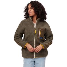 Nothing compliments cold winter weather better than our Pearsoll Sweatshirt from Kavu. Its fleece is piled on heavy for a substantially warm feeling when we swing it on. A corduroy chest pocket doesn't leave it looking bland while elbow patches increase durability. Modern Cowgirl, Stand Up Collar, Sherpa Jacket, Wrangler Jeans, Womens Fleece, Elbow Patches, Sherpa Fleece, Recycled Fabric, Outerwear Women