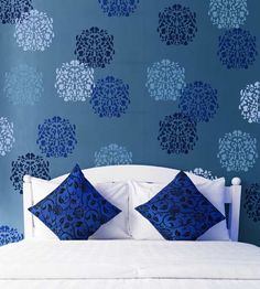 a bedroom with blue and white wallpaper that says, pay attention to the in - house patterns of your experience that you take for organized