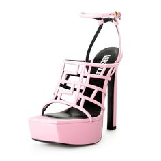 Versace Women's Pink High Heel Platform Leather Sandals Pumps Shoes Product Details Retail Value: $1050.00 This Is Authentic Versace Women's Pink High Heel Platform Leather Sandals Pumps Shoes Sku: Shoes-6314 Country/Region Of Manufacture Italy Material: 100% Leather Model: 1003216 Dvt2p 1pb9v Platform:1.35" Heel In Inches: 5.5" Luxury Pink Ankle Strap Sandals, Luxury Sandals With Reinforced Heel For Cocktail, Luxury Platform Sandals With Open Heel, Designer Platform Sandals For Evening, Luxury Open Heel Platform Sandals, Luxury Open Toe Heels For Fashion Events, Pink Luxury Heels With Single Toe Strap, Luxury Closed Toe Sandals For Cocktail, Luxury Evening Sandals With Platform