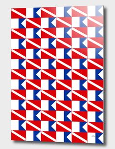 a red white and blue checkered pattern with arrows on the bottom, in different colors