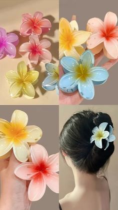 R 6, Girl Things, Claw Clip, Beauty Accessories, Barrettes, Yellow Flowers, Blue Flowers, Bobby Pins