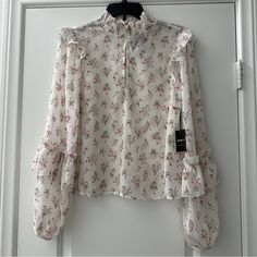 Forever 21 - Blouse - Cottage-Core Contemporary White Pink Floral Chiffon Sheer Size: Medium Brand News With Tag. Never Wear.. Forever21 Tops, Floral Chiffon, Cottage Core, Forever 21 Tops, Pink Floral, Red And White, Forever 21, Top Blouse, Chiffon