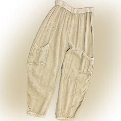 Natural Cotton Waffle Gauze Haram Style Pants Has Elastic All Around For Easy Fit. Patch Front Pockets Waist 15” Across Rise 13” Inseam Length 28” Tags On Never Worn Beige Full-length Harem Pants With Pockets, Haram Pants, Non-stretch Khaki Cotton Harem Pants, Full-length Cotton Parachute Pants With Belt Loops, Non-stretch Beige Cotton Harem Pants, Cotton High-waisted Parachute Pants With Patch Pockets, Lace Pants, Natural Cotton, Pant Jumpsuit