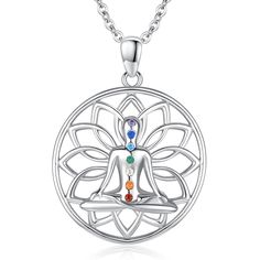 PRICES MAY VARY. 【Lotus Chakra Necklace】: The seven different zircons in the chakra represent "possession, perception, action, acceptance, expression, observation, and thinking", which interact with each other to make a person have a better and healthier state. Wearing this lotus chakra jewelry can bring you strength, enhance your confidence and vitality, and is very suitable for giving to your loved ones. 【Lotus Pendant Necklace Material】: This lotus necklace for women is made of 925 sterling s Birthday Yoga, Chakra Gifts, Lotus Flower Necklace, Lotus Jewelry, Lotus Necklace, Lotus Pendant, Chakra Pendant, Chakra Necklace, Chakra Jewelry