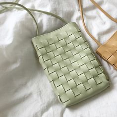 Elena Handbags Mini Square Leather Woven Purse Green Square Shoulder Bag With Cell Phone Pocket, Green Pouch Phone Bag, Daily Use Square Phone Bag With Cell Phone Pocket, Green Portable Phone Bag For Daily Use, Green Rectangular Shoulder Bag With Cell Phone Pocket, Trendy Green Rectangular Phone Bag, Green Handheld Phone Bag For Daily Use, Handheld Green Phone Bag For Daily Use, Green Rectangular Phone Bag For Daily Use