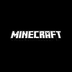 the logo for minecraft is shown on a black background with white letters and an arrow