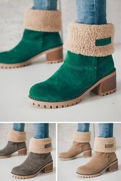 Women's Snow Boots Ankle Boots Warm Shoes Classic Black Boots, Pretty Boots, Orange Boots, Women's Winter Boots, Boots With Fur, Green Boots, Spring Sandals, Women's Ankle Boots, Warm Shoes