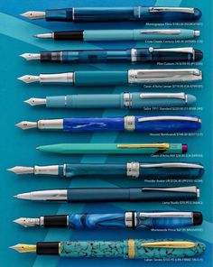 the different types of fountain pens are shown