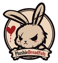 a rabbit with a heart on it's chest and the words pushie dreadfuls