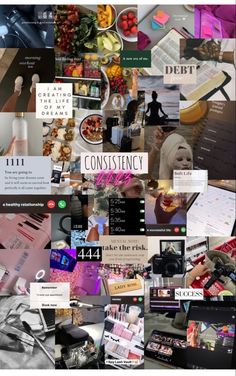 the collage shows many different things that are in this photo, including photos and text