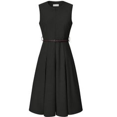 This dress can be a perfect addition to almost any outfit from formal to daily wear, great for work, meetings, offices, businesses, work, parties, cocktails, weddings, casual, everyday dressing, etc. It exudes professionalism and sophistication, helping you make a strong impression in any business setting. Pair with high heels for a chic office look. Comfortable and versatile, this sleeveless dress is perfect on its own or as a layer under a blazer. Tailored A-line Midi Dress For Work, Elegant A-line Sleeveless Dress For Work, Chic A-line Dress For Business Casual, Elegant Fitted Sleeveless Pleated Dress, Sleeveless Midi Dress For Office, Black Belted Business Dress, Classic Tailored Dress For Office Wear, Classic Formal Sleeveless Summer Dress, Classic Sleeveless Formal Dress