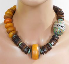 "1 of s Kind! Fabulous necklace features handmade Berber beads, including large handmade, handpainted metal bead with intricate raised design.. I have also used rare Mayan Jadeite as accents between the handcarved thick sliced bone beads from Africa. I know you will love wearing this necklace...it truly stands out from the crowd of \"ho-hum\" necklaces. Necklace fastens with my large, signature handmade sterling silver clasp and sterling SF chain. My handstamped maker's mark tag hangs from end o Huey Newton, African Necklaces, Moroccan Jewelry, Chunky Bead Necklaces, Metal Bead, Architecture Awards, Silver Bead Necklace, Unusual Jewelry, Amber Necklace