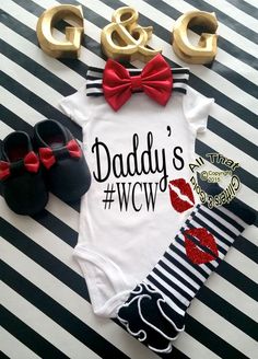 Black+and+Red+Glitter+Daddy's+#WCW+Baby+Girl+and+Little+Girl+Shirt Baby Glitter, Bodysuit Shirt, Girl Shirt, Red Glitter