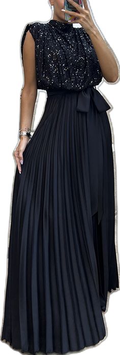 Elegant Black Chiffon Skirt, Black Formal Skirt For Summer, Black Stretch Chiffon Dress, Black Pleated Chiffon Dress, Evening Dress, Evening Dresses, Turtle Neck, Dresses, Black