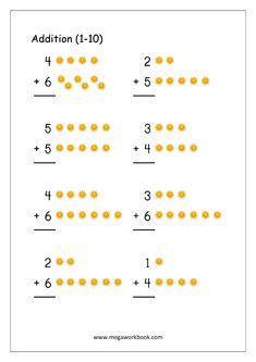 addition 1 - 10 worksheet with sunflowers and numbers on the page