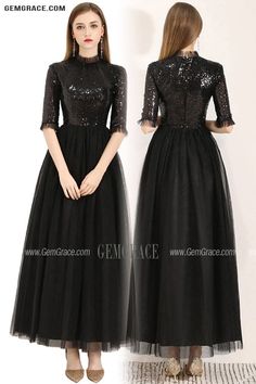 Long Black Tulle Sequins Party Dress With Half Sleeves Ref#BLS97053 at GemGrace. #FormalDresses Shop now to get $10 off. Pro custom-made service for wedding dress, formal dress. View Homecoming Dresses,Black Homecoming Dresses,Long Homecoming Dresses,Formal Dresses for more ideas. Click to shop now! #BuyableFormalDresses Black Stretch Evening Dress For Party Season, Black Sequin Dress For Banquet, Black Floor-length Dress With Sequins, Black Fitted A-line Gown, Fitted Black A-line Gown, Fitted Black Prom Dress, Fitted Black Gown For Party Season, Fitted A-line Gown With Sequins, Black Short Sleeve Evening Dress