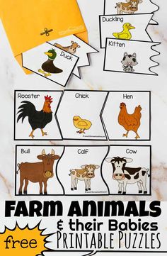 farm animals and their bodies printable puzzles for kids to learn about the animal life cycle