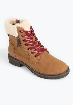 Parker Faux Fur Collar Hiker Boot - New Jeans Top, Brown Lace-up Boots With Faux Fur Trim, Exclusive Shoes, Faux Suede Fabric, Jean Accessories, Silver Jeans, Faux Fur Collar, Black Friday Shopping, Zipper Detail