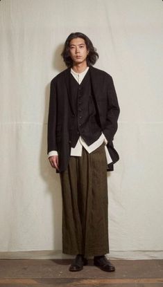 Punk Outfits Men, Japanese Winter Fashion, Japanese Vintage Fashion, Flowy Outfits, Japanese Winter, Japanese Mens Fashion, Diy Fashion Scarf, Fashion Japanese, Guys Clothing Styles