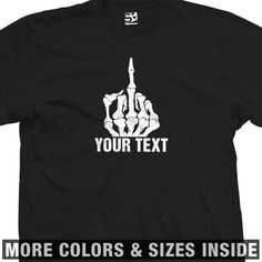 Custom Skeleton Middle Finger T-Shirt All Sizes/Colors