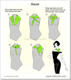 How To Make An Ascot Tie, How To Tie An Ascot Women, Ascot Ties Women, How To Tie Neck Hankerchief, How To Tie An Ascot, Scarf Knots How To Tie Scarves, How To Style A Tie, How To Tie Neck Scarf, How To Tie A Neck Scarf