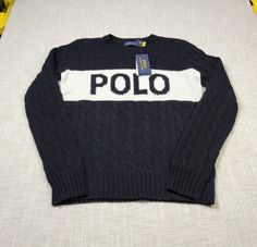 POLO Ralph Lauren Sweater Cable Knit Wool Cashmere Womens Small Black White Logo BRAND NEW WITH TAGS COLOR: BLACK WHITE WOMEN'S SIZE SMALL Chest: 17 inches across ( pit to pit ) Length: 22.5 inches ( shoulder to hem ) Shipped with USPS Priority Mail except on weekends and holidays. * Please note, USPS is experiencing an increase in packages. Delivery times may take longer than normal. Polo Ralph Lauren Sweater, Ralph Lauren Sweater, Small Chest, Priority Mail, Logo Branding, Cable Knit, Sweater Outfits, Polo Ralph, Polo Ralph Lauren