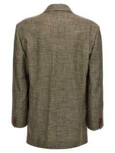 'Liquid' double-breasted blazer in viscose blend with button closure, pockets and long sleeves. Composition: 37% vi, 32% se, 31% li Grey Suit Men, Green Blazer, Gray Suit, Grey Blazer, Mens Scarves, Scarf Men, Suit Accessories, Breasted Blazer, Double Breasted Blazer