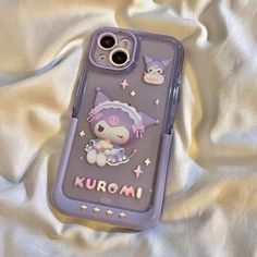 a purple phone case with an anime character on it