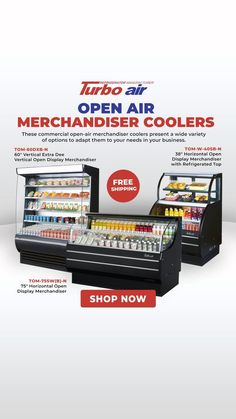 an advertisement for the new merchandiser coolers, which is now on sale