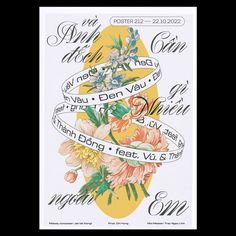 a poster with flowers and words on it