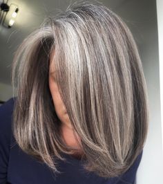 Italian Bob Wigs with Highlights and Lowlights 100% Real Human Hair for Caucasian Women Wigs With Highlights, Italian Bob, Grey Brown Hair, Gray Balayage, Grey Hair Transformation, Grey Highlights, Salt And Pepper Hair, Grey Hair Inspiration, Professional Hair Color