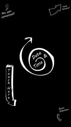 a black and white drawing with the words date & time on it