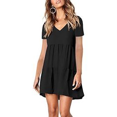 Floenr Women's Dresses has an cute, comfortable design,make you smile knowing you look as good as you feel.High quality fabric make it suitable from work to weekend,Floenr Dress is the perfect pick for a day of fun in the sun. Size: 10;12;14;16;18.  Color: Black.  Gender: female.  Age Group: adult.  Pattern: solid. Summer Tunic Dress, Mini Tunic Dress, Tunic Dresses, Summer Tunic, Long Sleeve Tunic Dress, Short Sleeve Summer Dresses, Summer Tunics, Shift Dresses, Empire Waist Dress