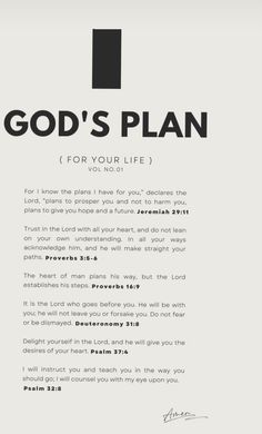 a white paper with the words god's plan on it