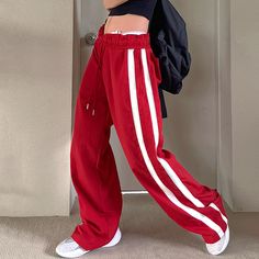 Striped Sweatpants, Sweatpants Style, Baggy Trousers, Drawstring Jogger, Women Pants, Baggy Pant, Casual Trousers, Women Pants Casual, Casual Sweaters