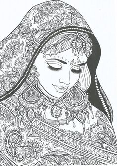 I love #coloring! This is probably one of the most beautiful pages I could ever color. #beautiful #doodle Indian Woman, Sanya, Zentangle Art, Drawing Tutorials