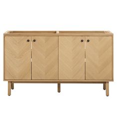 the sideboard has three doors and two drawers