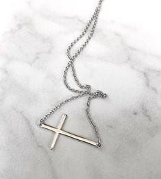 Sterling Silver Sideways Cross Necklace Sideways Cross Necklace, Cross Necklace Sideways, Boho Chic Necklace, Women's Necklace, Christian Necklace, Necklace Collection, Christian Jewelry, Simple Necklace, Sterling Silver Necklace