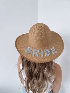 Personalised beach hat perfect for a summers holiday Beach Hen Party, Bridesmaid Baskets, Straw Beach Hat, Hat Fedora, Straw Hat Beach, Bride Hat, Creative Accessories, Hen Do, Party Hat