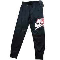 Nike Air Jordan BOYS Jumpman Logo Athletic Jogger Pants Black NEW BOYS Youth sizes. Select size in menu. 100% polyester Nike Air Jumpman graphic Style: 95A793-023 Ships from smoke-free, pet-free location. Please note, shipping address cannot be altered after purchase has occurred. Prior to final purchase please ensure that address reflects the final shipping address. International Buyers Please Note: Import duties, taxes, and charges are not included in the item price or shipping cost. These cha Black Sportswear Joggers For Leisure, Black Casual Sportswear Joggers, Black Sportswear Bottoms For Leisure, Leisure Black Pants With Pockets, Black Sportswear Trousers, Sportswear Bottoms With Hip Pockets For Streetwear, Black Leisure Trousers, Nike Black Joggers For Streetwear, Hip Hop Black Bottoms For Leisure