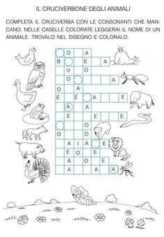 a crossword puzzle with animals and words in spanish on the bottom right hand corner