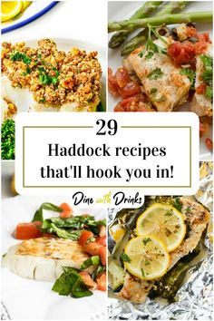 Collage of 4 haddock recipes. Low Calorie Haddock Recipes, Haddock Fillet Recipes Simple, Baked Haddock Recipes Healthy, Easy Haddock Recipes, Healthy Haddock Recipes, Haddock Recipes Baked, Haddock Tacos, Baked Stuffed Haddock