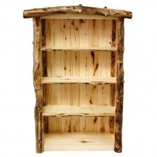 a wooden shelf made out of logs on a brown background with the bottom section missing