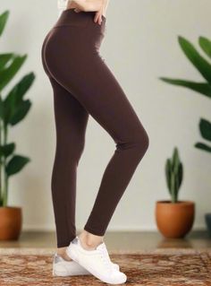 Womens Exclusive Brown Leggings | Solid Brown Leggings | Yoga Pants | Footless Tights Leggings MomMe and More Jogging Leggings, Soft Yoga, Holiday Leggings, Athleisure Leggings, Brown Leggings, Long Tunic Tops, Footless Tights, Buttery Soft Leggings, Solid Brown