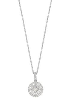 A dazzling display of white diamonds illuminates the circular pendant in this polished necklace handcrafted from 18-karat white gold. 16" length; 2" extender; 3/8"W x 1/2"L pendant Total diamond weight: 0.29ct. Color: G Clarity: VS 18k gold/diamond Imported >Diamond Guide Certified member of the Responsible Jewellery Council (RJC), which sets standards for supply chain integrity and sustainability throughout the global jewelry and watch industries Pear Pendant, Diamond Heart Pendant Necklace, Bony Levy, Earring Box, Round Necklace, Diamond Guide, Necklace Craft, Heart Pendant Diamond, Square Pendant